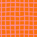 THE EDIT Cotton Lawn - Grid - Coral on Orange