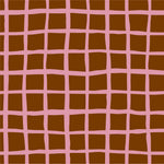 THE EDIT Cotton Lawn - Grid - Pink on Brown