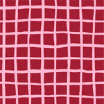 THE EDIT Cotton Lawn - Grid - Pink on Red