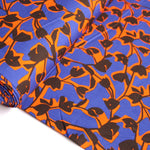 Italian Cotton Poplin Floral Print - Royal/Amber